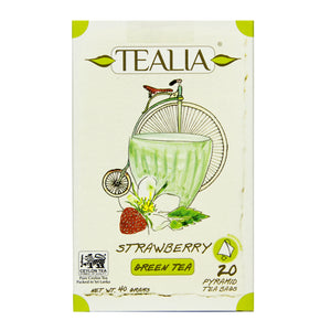 Tealia Strawberry flavoured Green tea 20 Pyramid Tea Bags